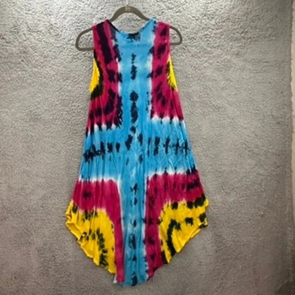 Cleopatra Women's One Size Tie Die‎ Cover-Up Embroidered Sequins Flowy Beach